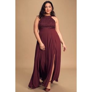 Picture Perfect Burgundy Lace Maxi Dress
